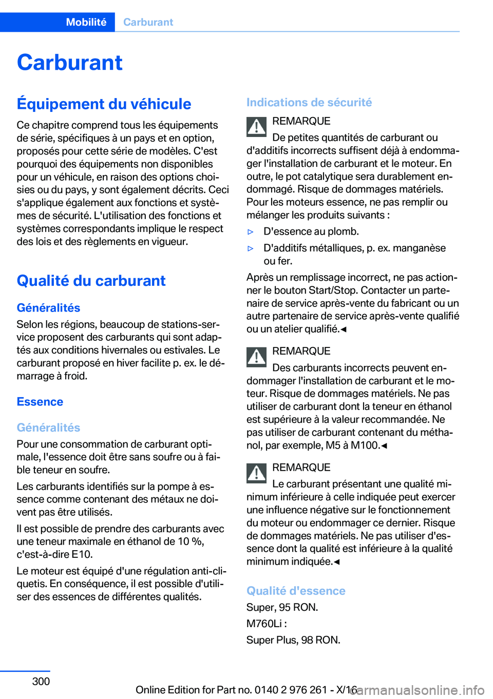 BMW 7 SERIES 2017  Notices Demploi (in French) �C�a�r�b�u�r�a�n�t�