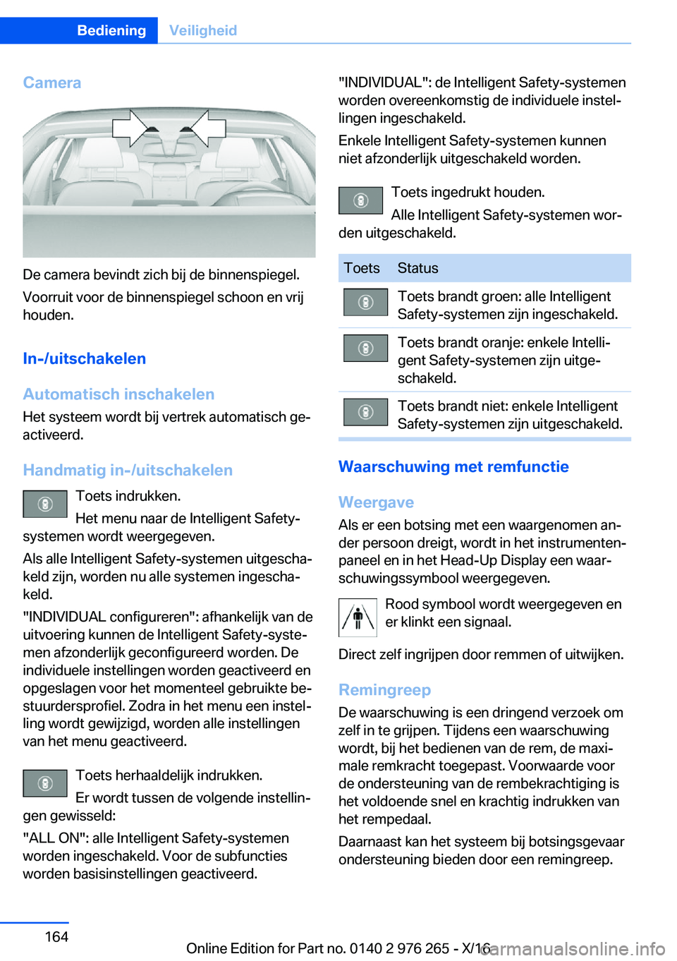 BMW 7 SERIES 2017  Instructieboekjes (in Dutch) �C�a�m�e�r�a
�D�e� �c�a�m�e�r�a� �b�e�v�i�n�d�t� �z�i�c�h� �b�i�j� �d�e� �b�i�n�n�e�n�s�p�i�e�g�e�l�.
�V�o�o�r�r�u�i�t� �v�o�o�r� �d�e� �b�i�n�n�e�n�s�p�i�e�g�e�l� �s�c�h�o�o�n� �e�n� �v�r�i�j �h�o�u�