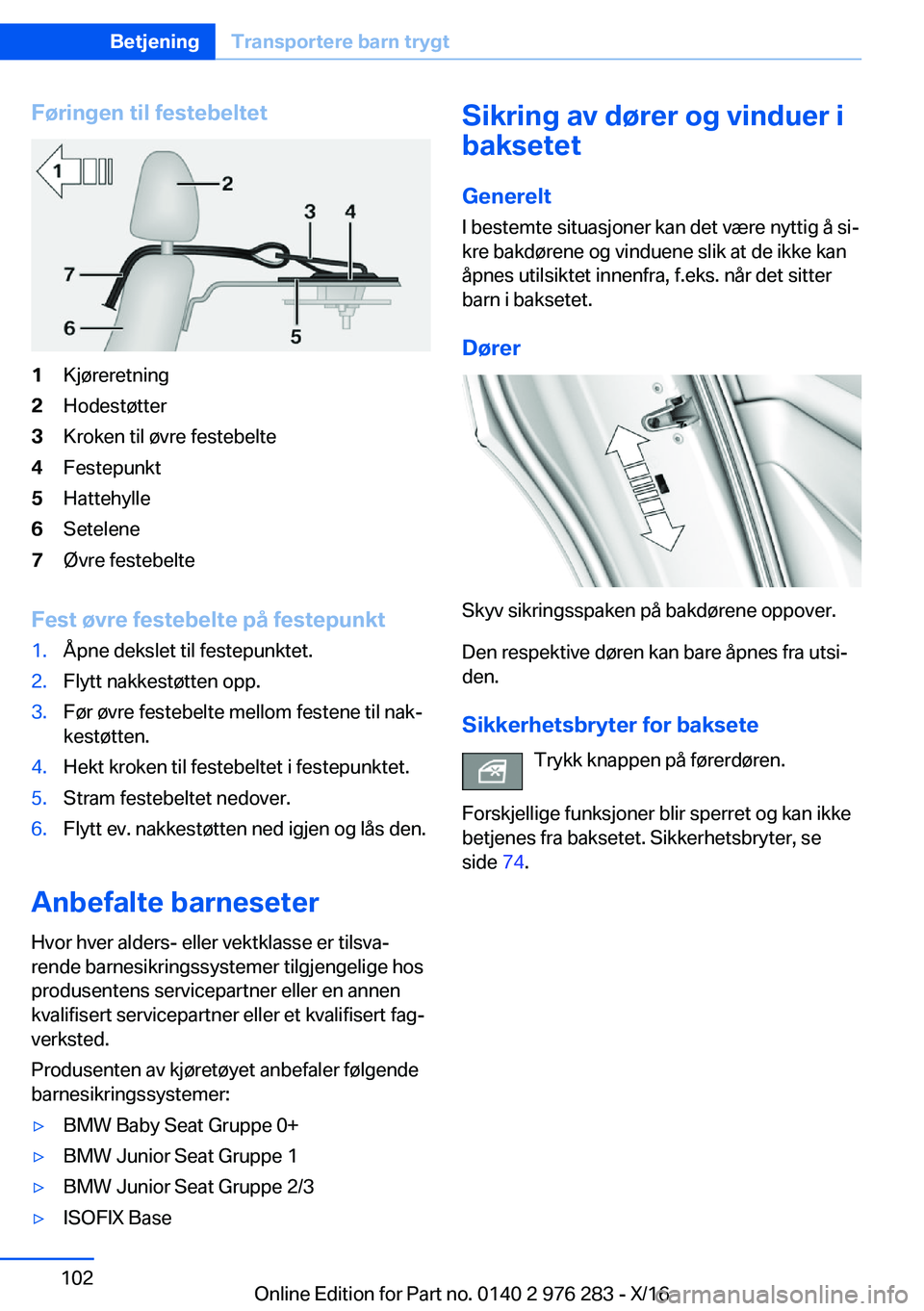 BMW 7 SERIES 2017  InstruksjonsbØker (in Norwegian) �F�