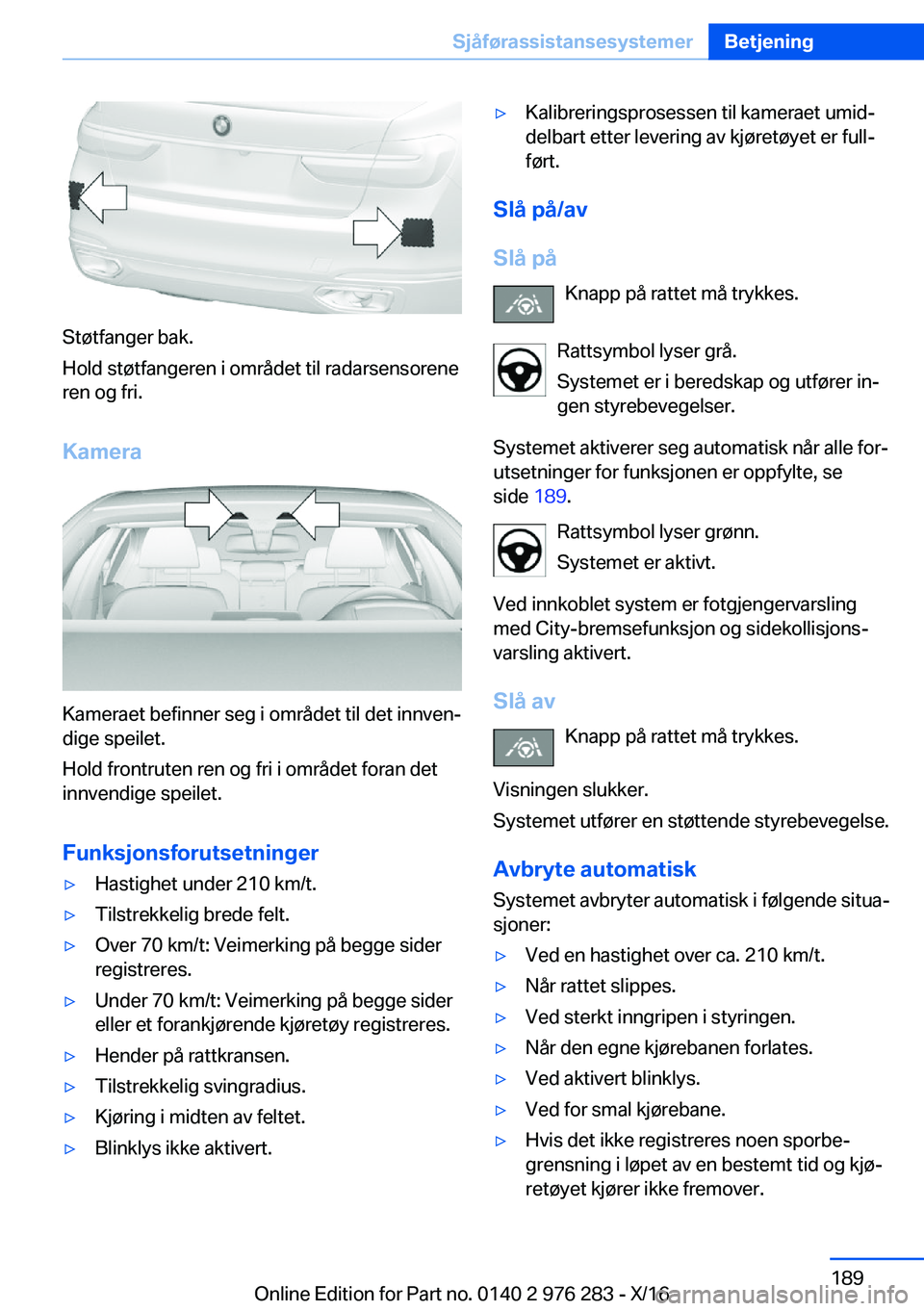 BMW 7 SERIES 2017  InstruksjonsbØker (in Norwegian) �S�t�