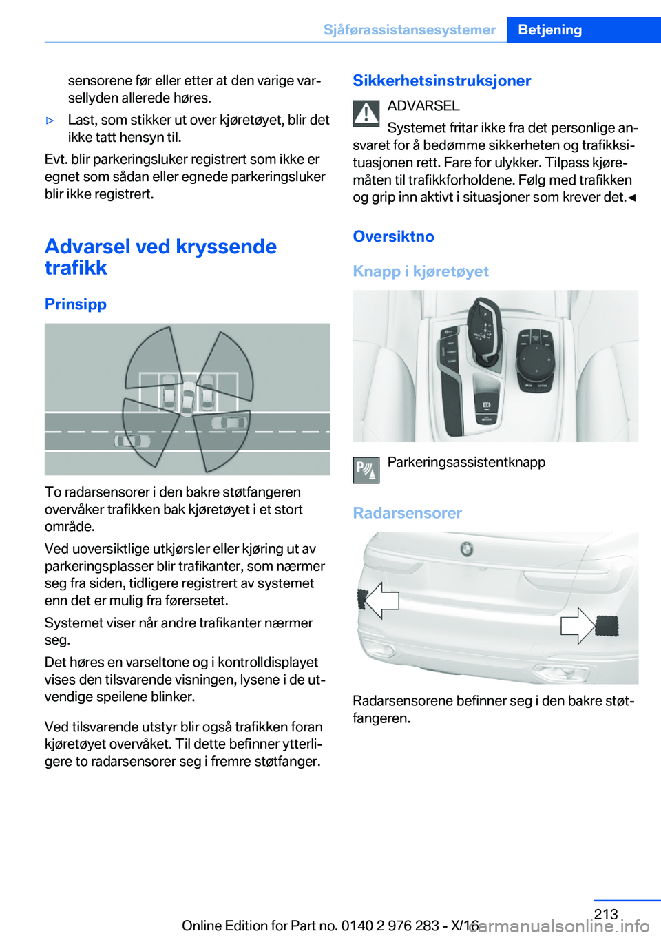 BMW 7 SERIES 2017  InstruksjonsbØker (in Norwegian) �s�e�n�s�o�r�e�n�e� �f�