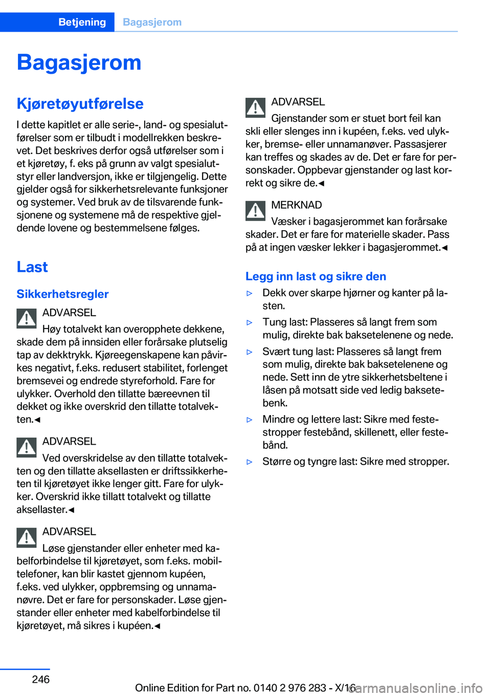 BMW 7 SERIES 2017  InstruksjonsbØker (in Norwegian) �B�a�g�a�s�j�e�r�o�m�K�j�