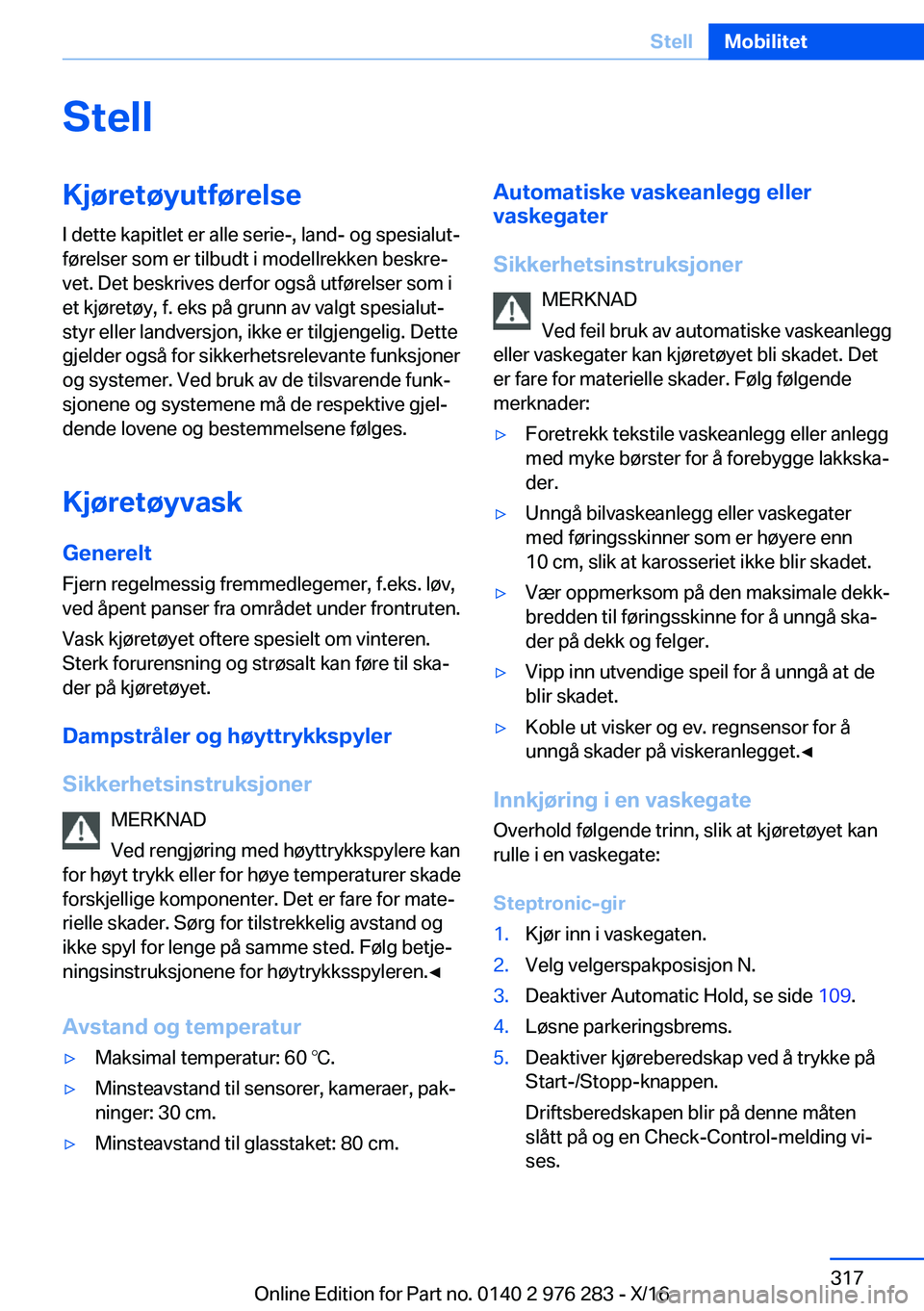 BMW 7 SERIES 2017  InstruksjonsbØker (in Norwegian) �S�t�e�l�l�K�j�