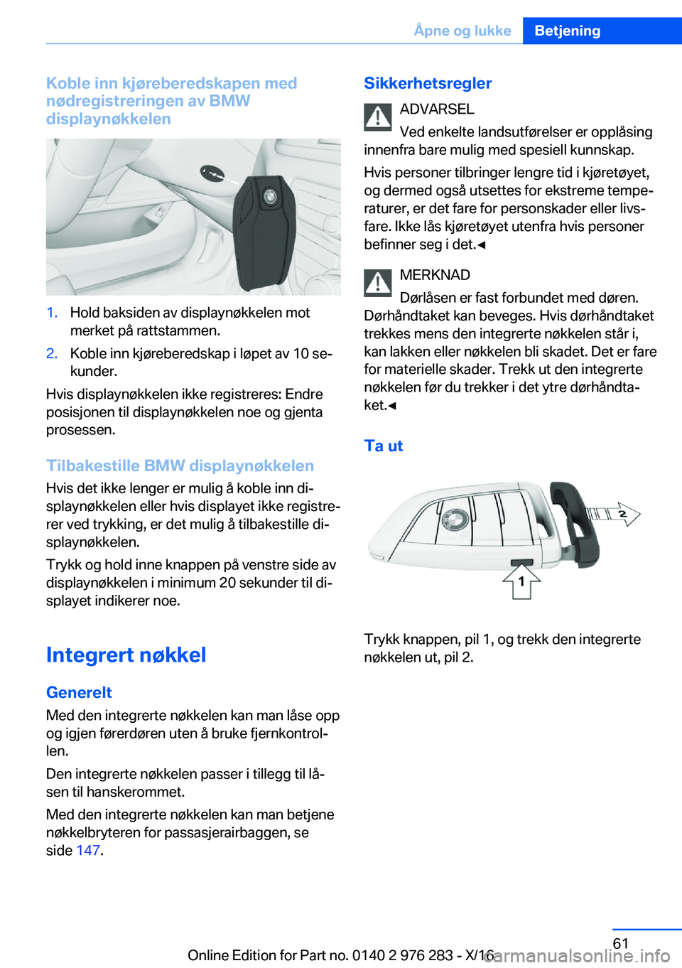 BMW 7 SERIES 2017  InstruksjonsbØker (in Norwegian) �K�o�b�l�e��i�n�n��k�j�