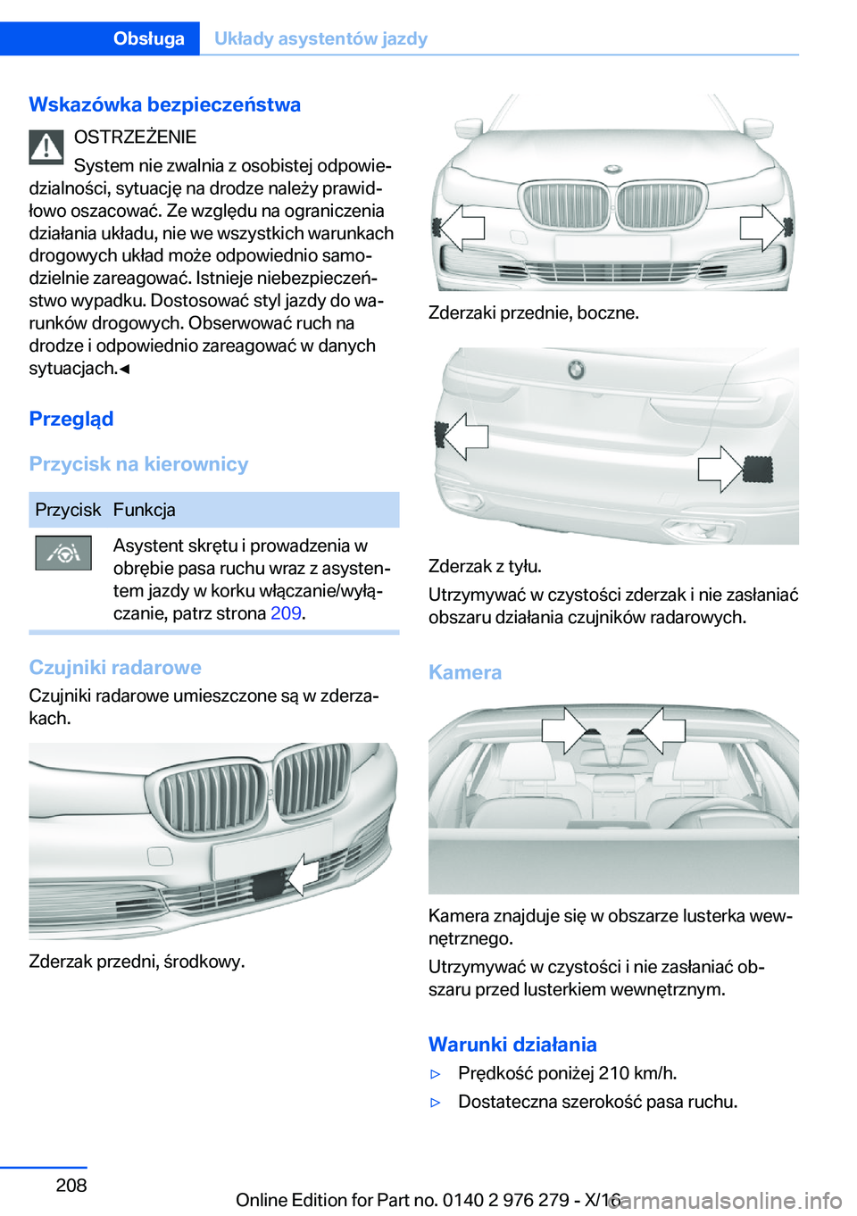 BMW 7 SERIES 2017  Instrukcja obsługi (in Polish) �W�s�k�a�z�