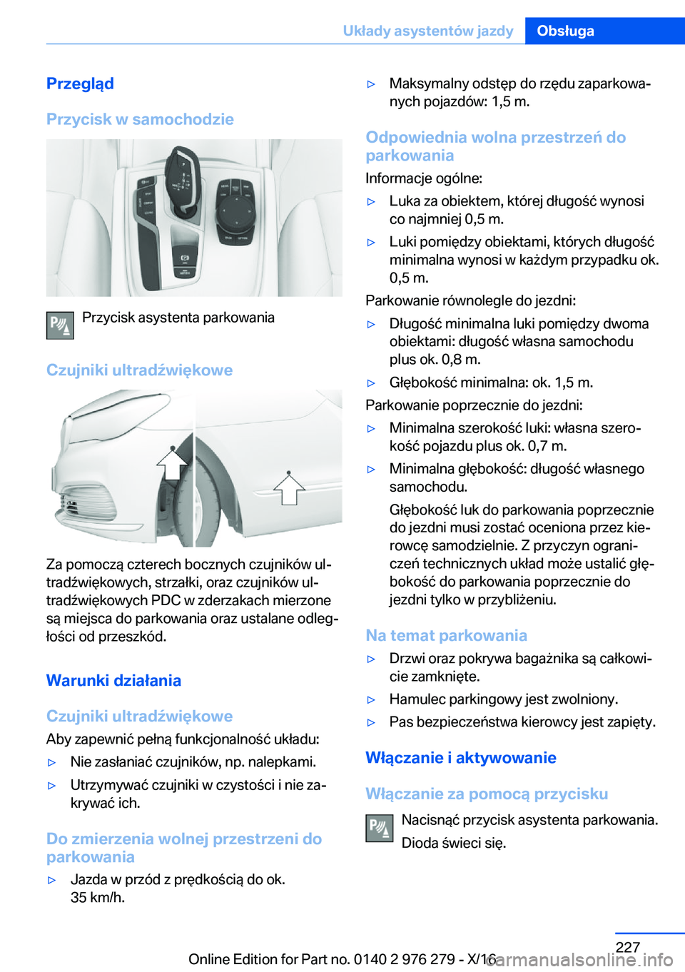 BMW 7 SERIES 2017  Instrukcja obsługi (in Polish) �P�r�z�e�g�l�