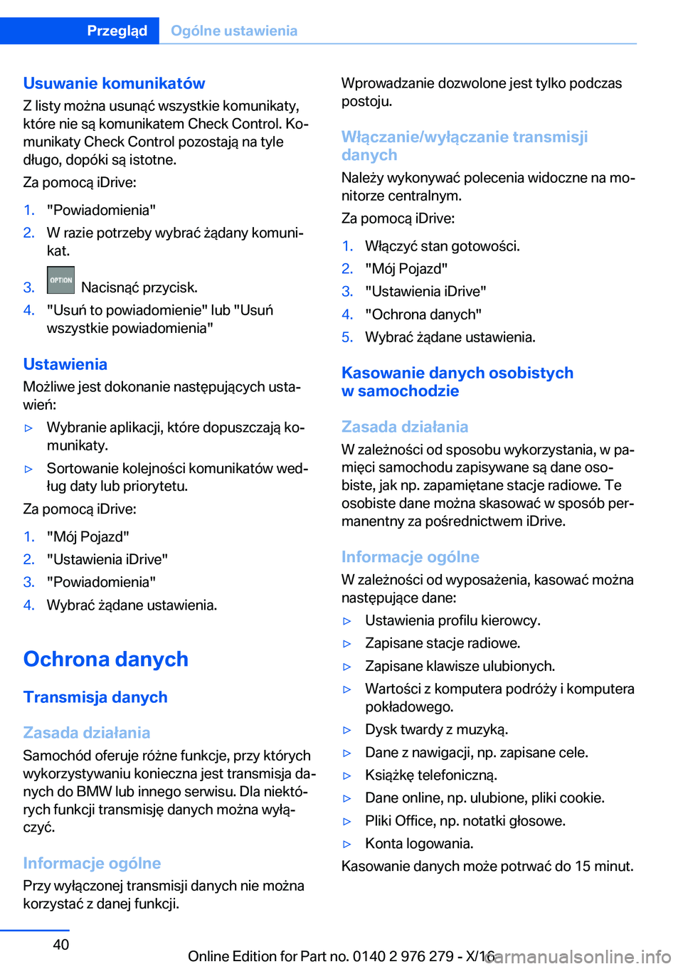 BMW 7 SERIES 2017  Instrukcja obsługi (in Polish) �U�s�u�w�a�n�i�e��k�o�m�u�n�i�k�a�t�