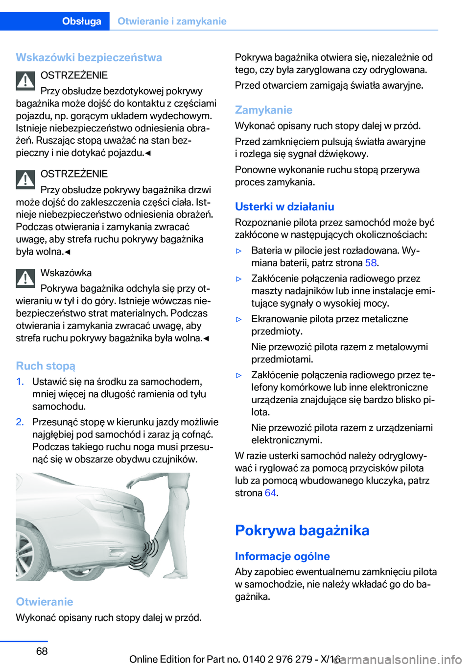 BMW 7 SERIES 2017  Instrukcja obsługi (in Polish) �W�s�k�a�z�