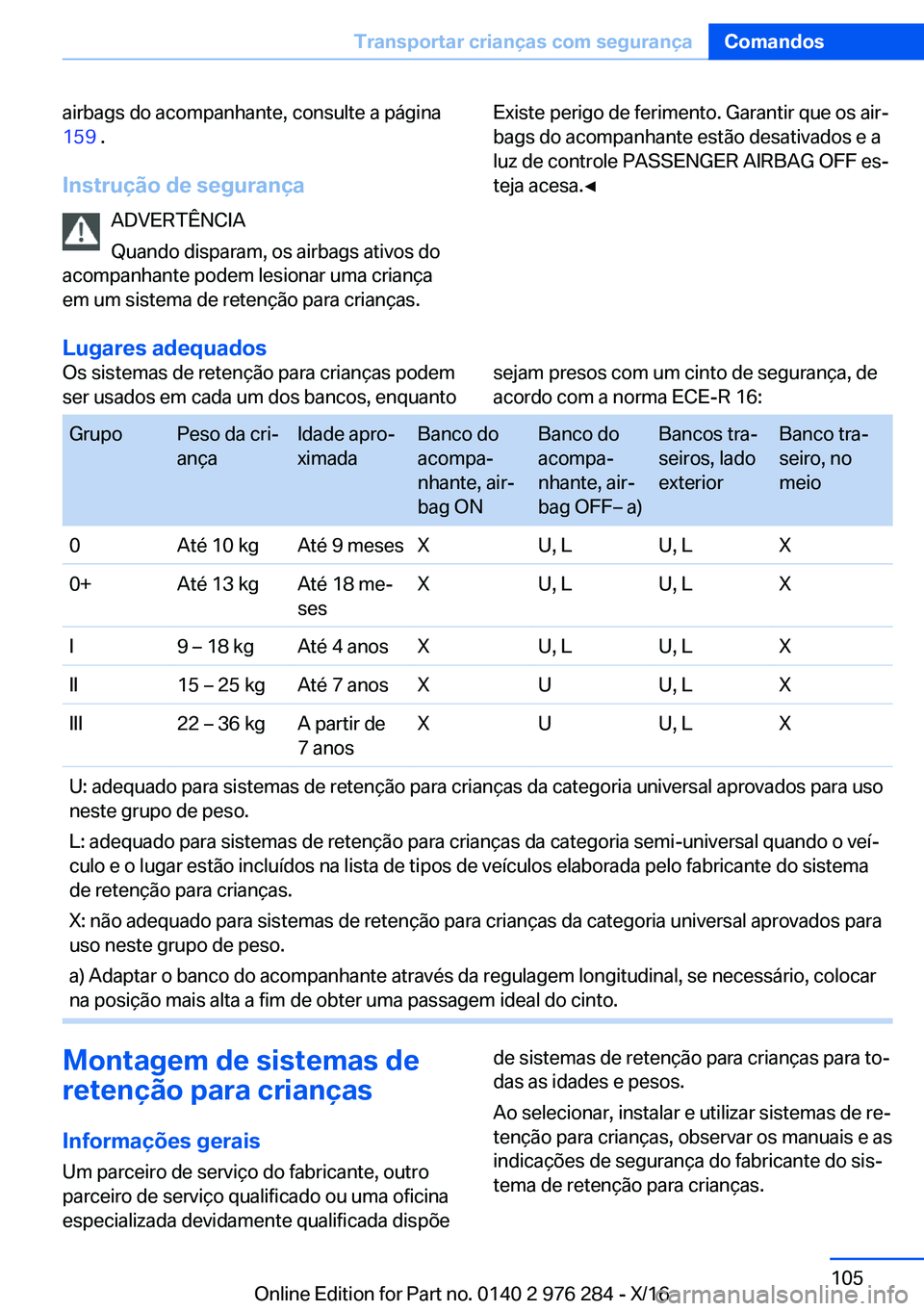 BMW 7 SERIES 2017  Manual do condutor (in Portuguese) �a�i�r�b�a�g�s� �d�o� �a�c�o�m�p�a�n�h�a�n�t�e�,� �c�o�n�s�u�l�t�e� �a� �p�á�g�i�n�a
�1�5�9 � �.
�I�n�s�t�r�u�