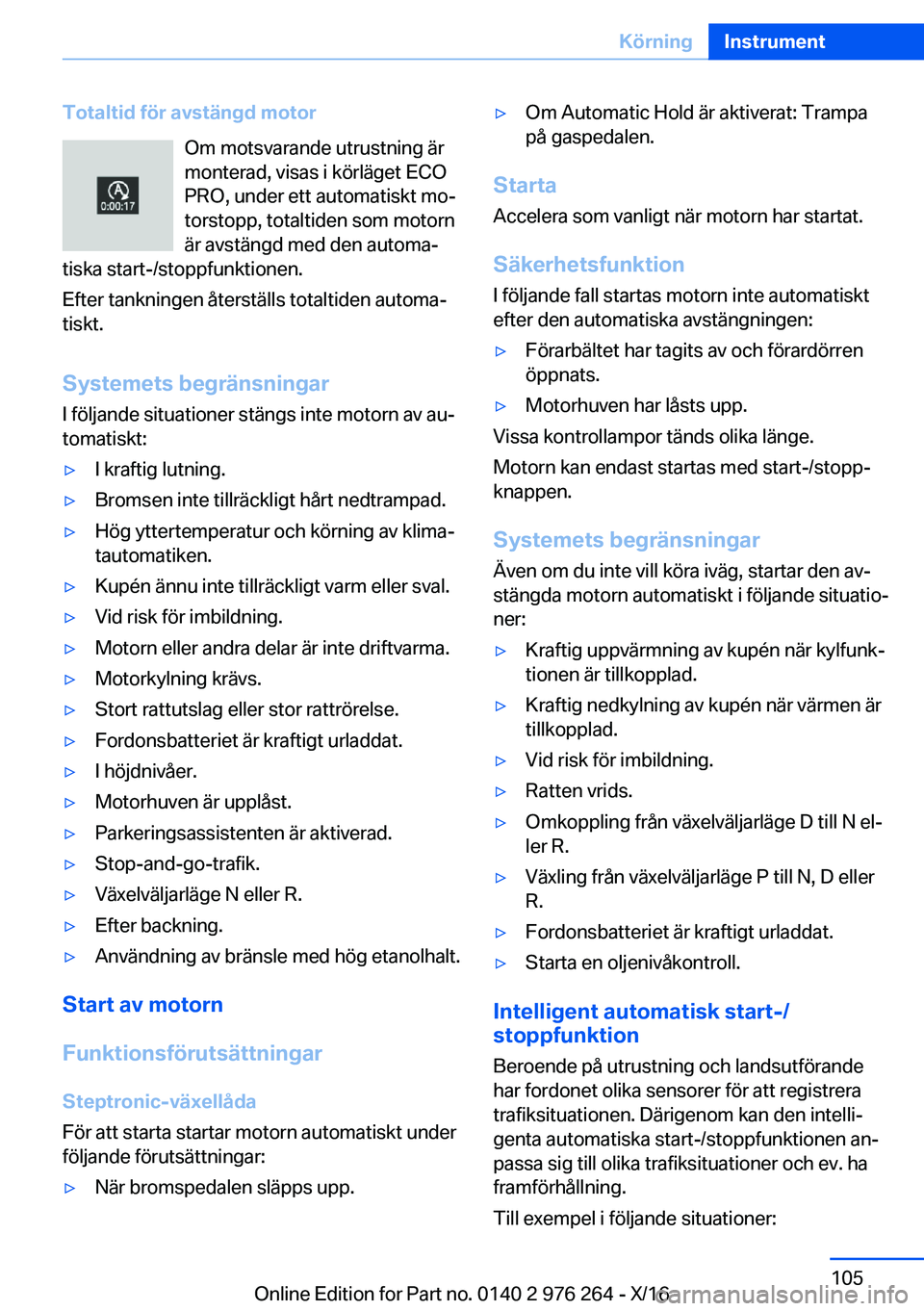 BMW 7 SERIES 2017  InstruktionsbÖcker (in Swedish) �T�o�t�a�l�t�i�d��f�