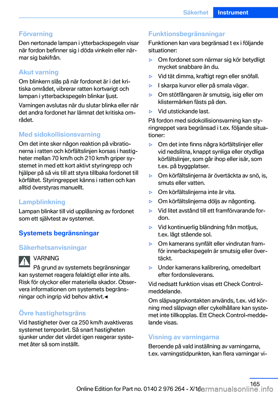 BMW 7 SERIES 2017  InstruktionsbÖcker (in Swedish) �F�