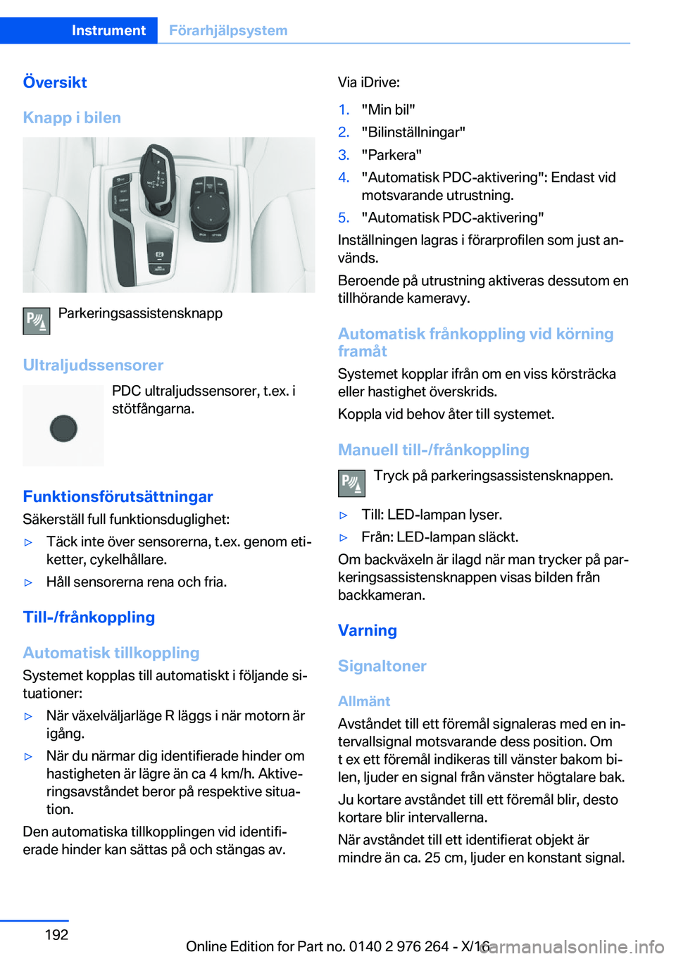 BMW 7 SERIES 2017  InstruktionsbÖcker (in Swedish) �