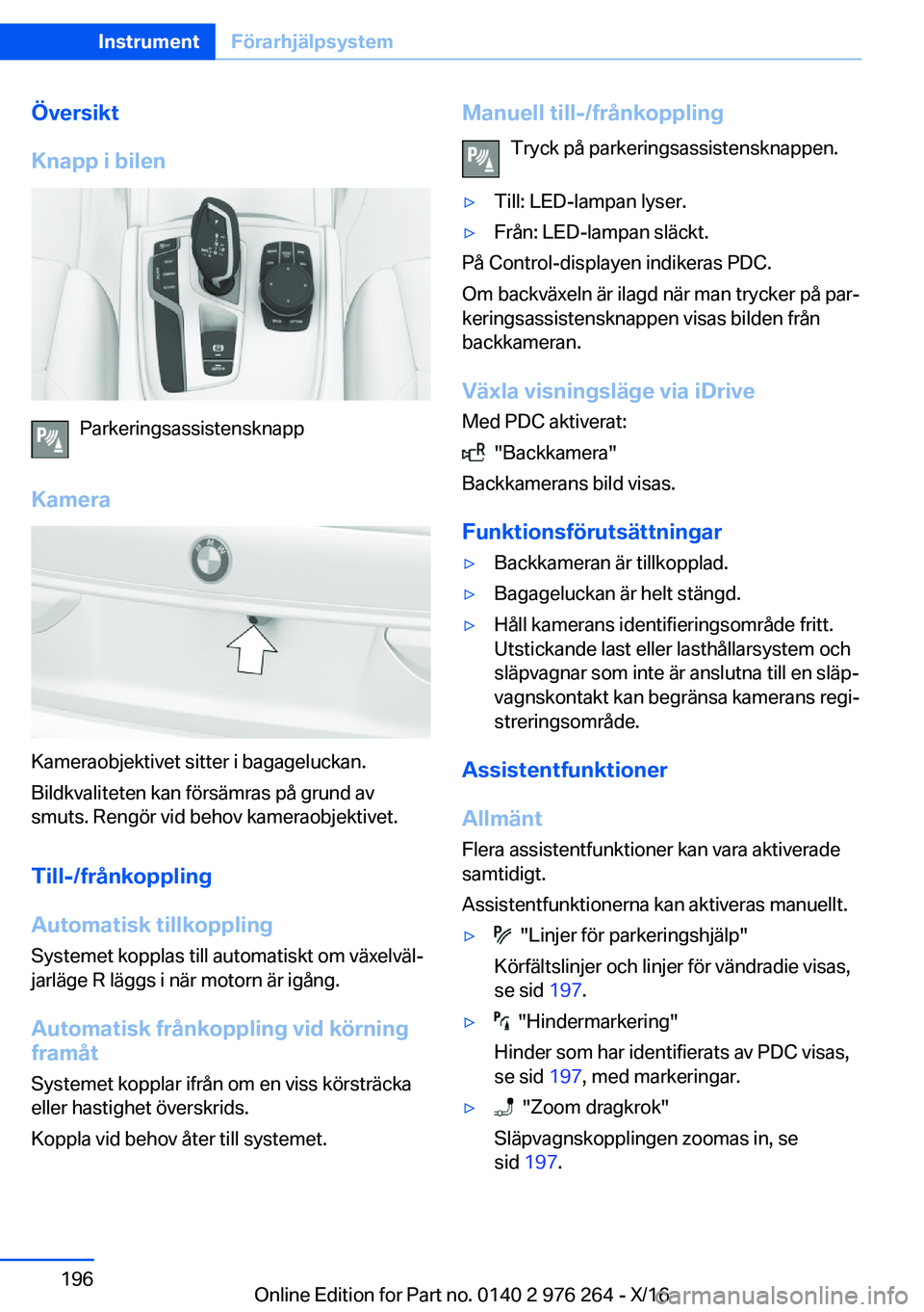 BMW 7 SERIES 2017  InstruktionsbÖcker (in Swedish) �