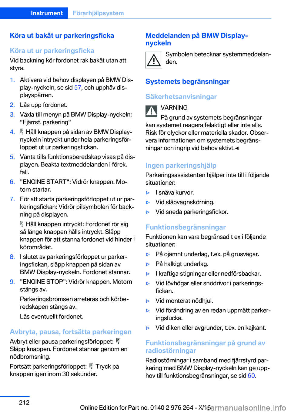 BMW 7 SERIES 2017  InstruktionsbÖcker (in Swedish) �K�