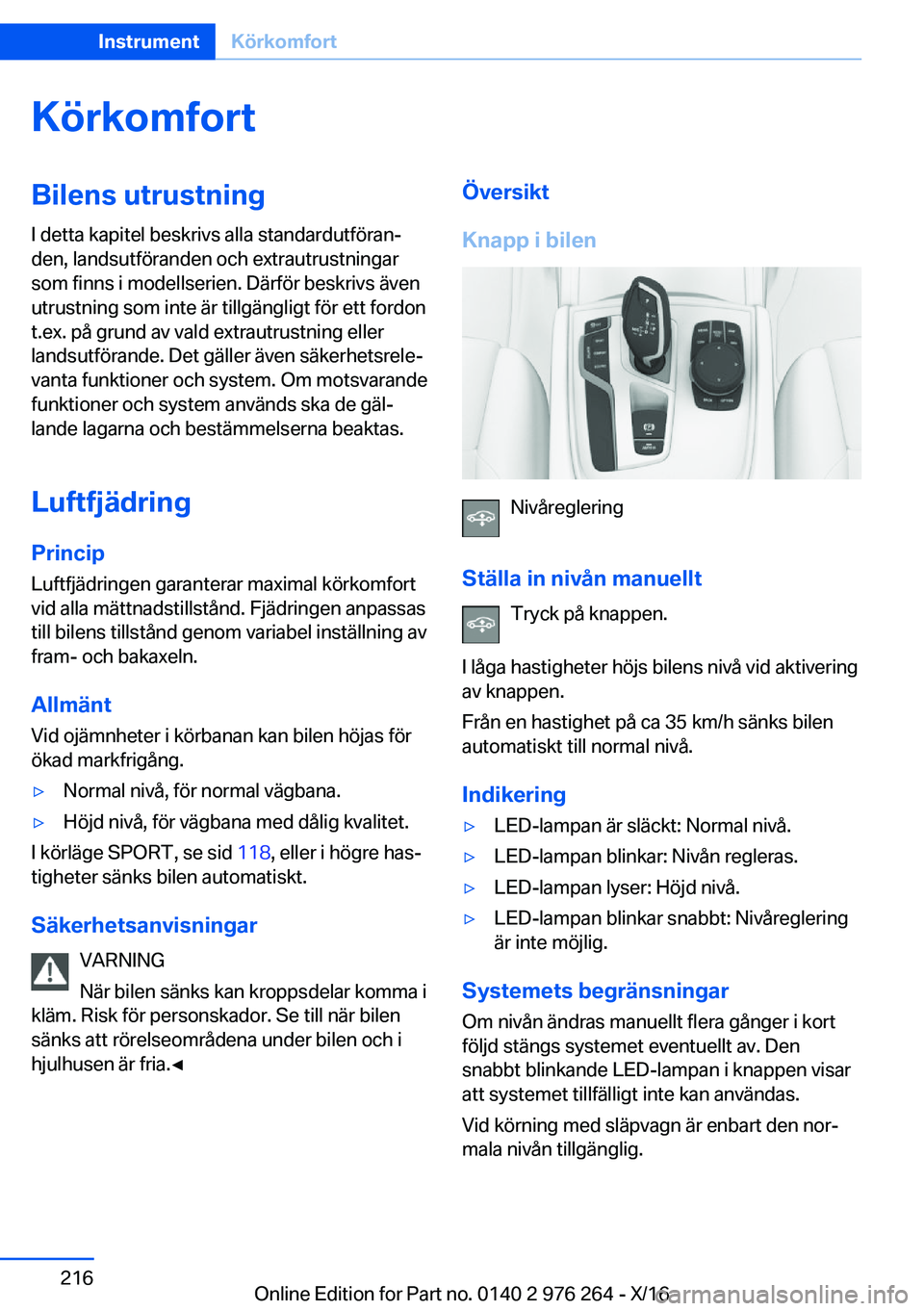 BMW 7 SERIES 2017  InstruktionsbÖcker (in Swedish) �K�
