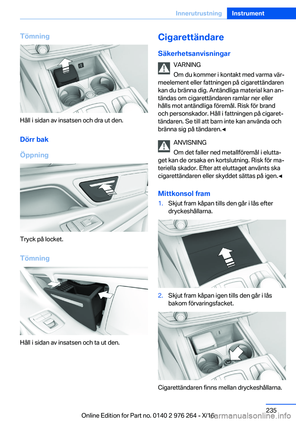 BMW 7 SERIES 2017  InstruktionsbÖcker (in Swedish) �T�