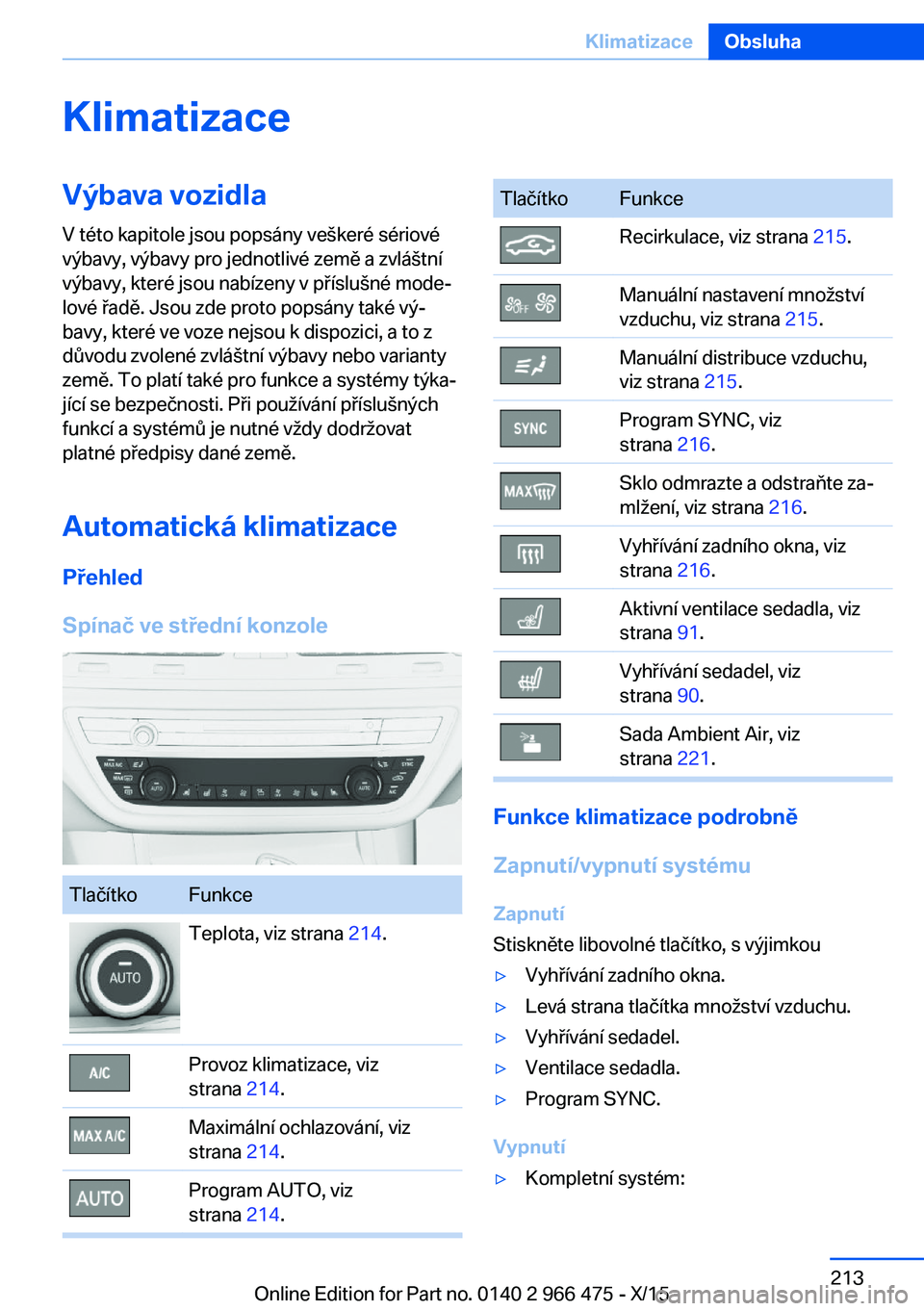 BMW 7 SERIES 2016  Návod na použití (in Czech) KlimatizaceVýbava vozidla
V této kapitole jsou popsány veškeré sériové
výbavy, výbavy pro jednotlivé země a zvláštní
výbavy, které jsou nabízeny v příslušné mode‐
lové řadě. 