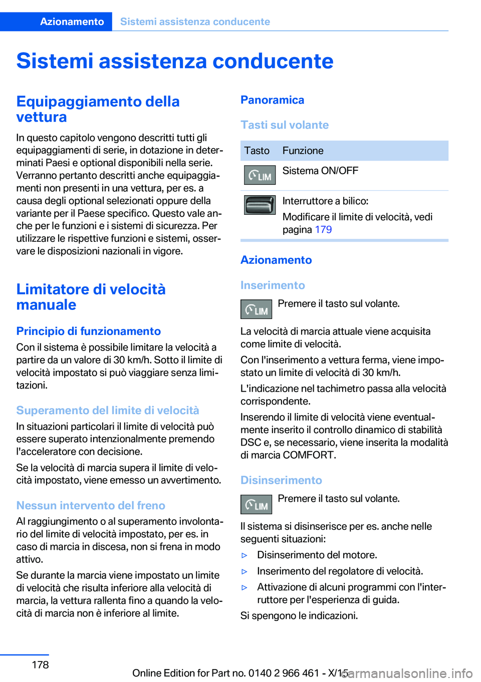 BMW 7 SERIES 2016 Libretti Di Uso E manutenzione (in Italian) Sistemi assistenza conducenteEquipaggiamento della
vettura
In questo capitolo vengono descritti tutti gli
equipaggiamenti di serie, in dotazione in deter‐
minati Paesi e optional disponibili nella s BMW 7 SERIES 2016 Libretti Di Uso E manutenzione (in Italian) Sistemi assistenza conducenteEquipaggiamento della
vettura
In questo capitolo vengono descritti tutti gli
equipaggiamenti di serie, in dotazione in deter‐
minati Paesi e optional disponibili nella s