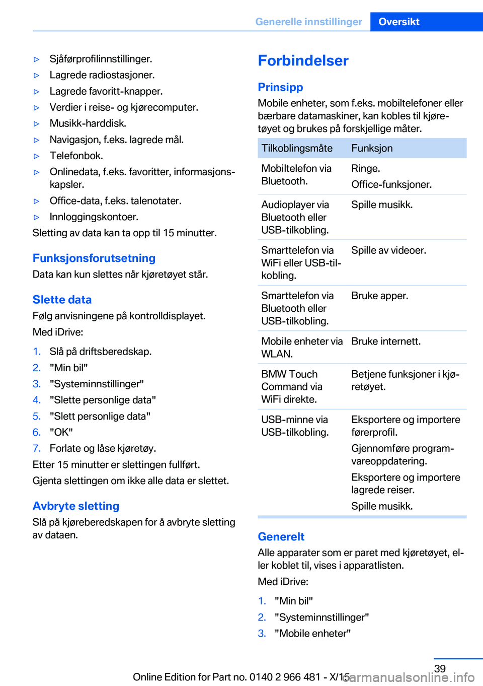 BMW 7 SERIES 2016 InstruksjonsbØker (in Norwegian) ▷Sjåførprofilinnstillinger.▷Lagrede radiostasjoner.▷Lagrede favoritt-knapper.▷Verdier i reise- og kjørecomputer.▷Musikk-harddisk.▷Navigasjon, f.eks. lagrede mål.▷Telefonbok.▷Online BMW 7 SERIES 2016 InstruksjonsbØker (in Norwegian) ▷Sjåførprofilinnstillinger.▷Lagrede radiostasjoner.▷Lagrede favoritt-knapper.▷Verdier i reise- og kjørecomputer.▷Musikk-harddisk.▷Navigasjon, f.eks. lagrede mål.▷Telefonbok.▷Online