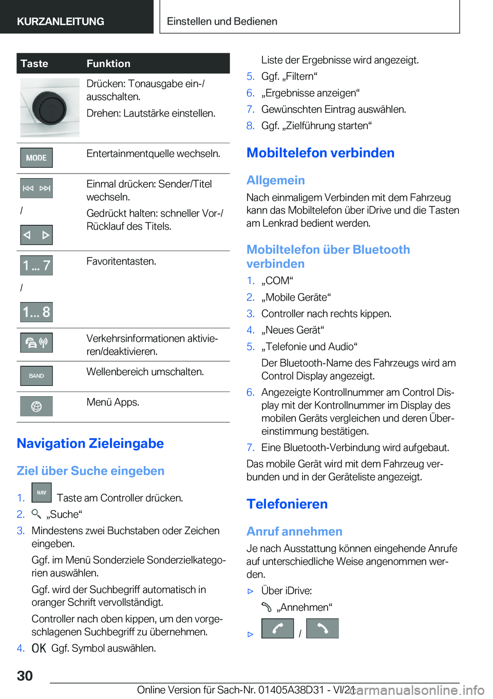 BMW 8 SERIES 2022  Betriebsanleitungen (in German) �T�a�s�t�e�F�u�n�k�t�i�o�n�D�r�