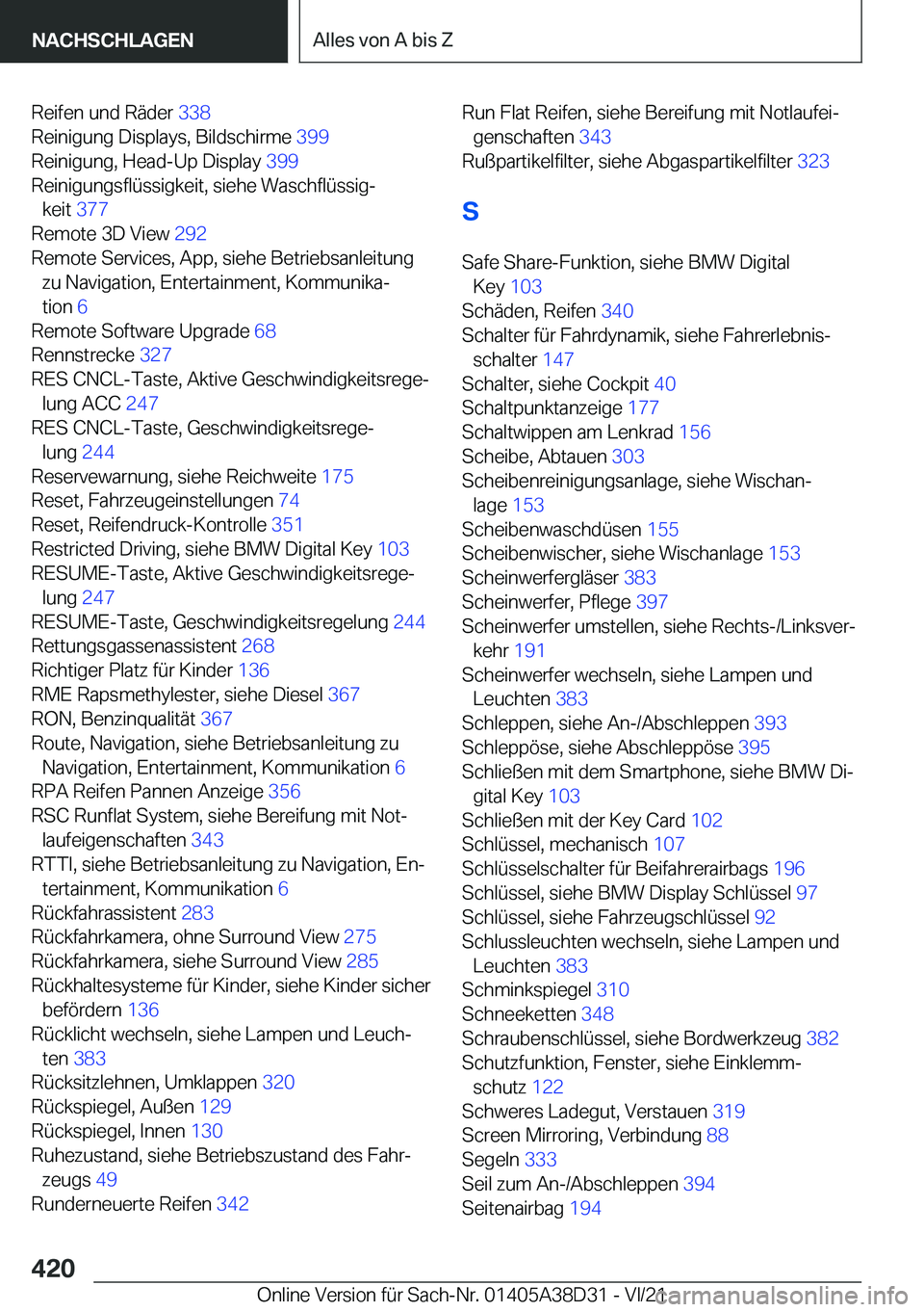 BMW 8 SERIES 2022  Betriebsanleitungen (in German) �R�e�i�f�e�n��u�n�d��R�
