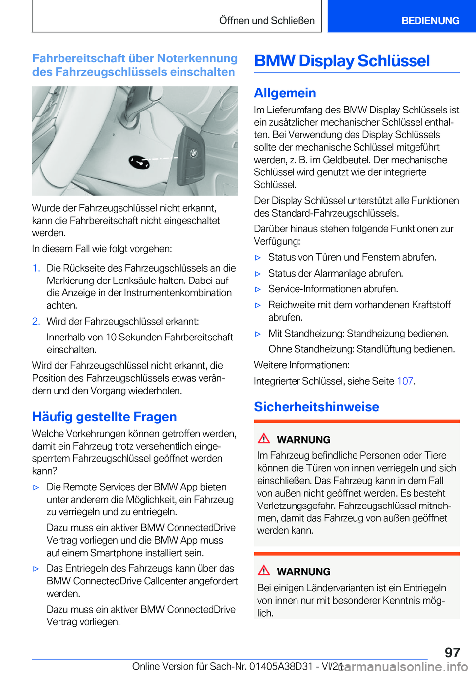 BMW 8 SERIES 2022  Betriebsanleitungen (in German) �F�a�h�r�b�e�r�e�i�t�s�c�h�a�f�t��