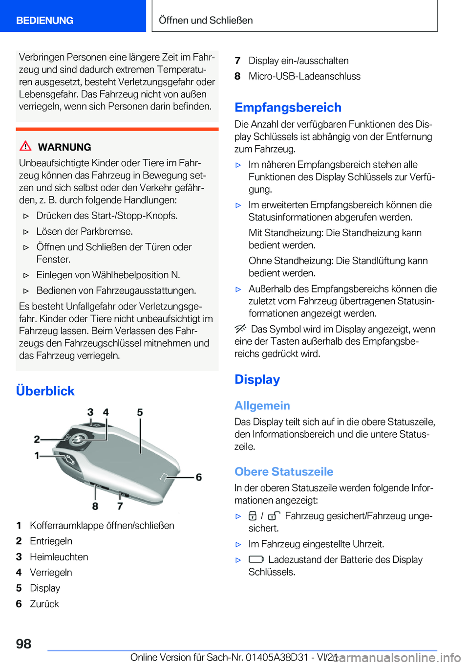 BMW 8 SERIES 2022  Betriebsanleitungen (in German) �V�e�r�b�r�i�n�g�e�n��P�e�r�s�o�n�e�n��e�i�n�e��l�