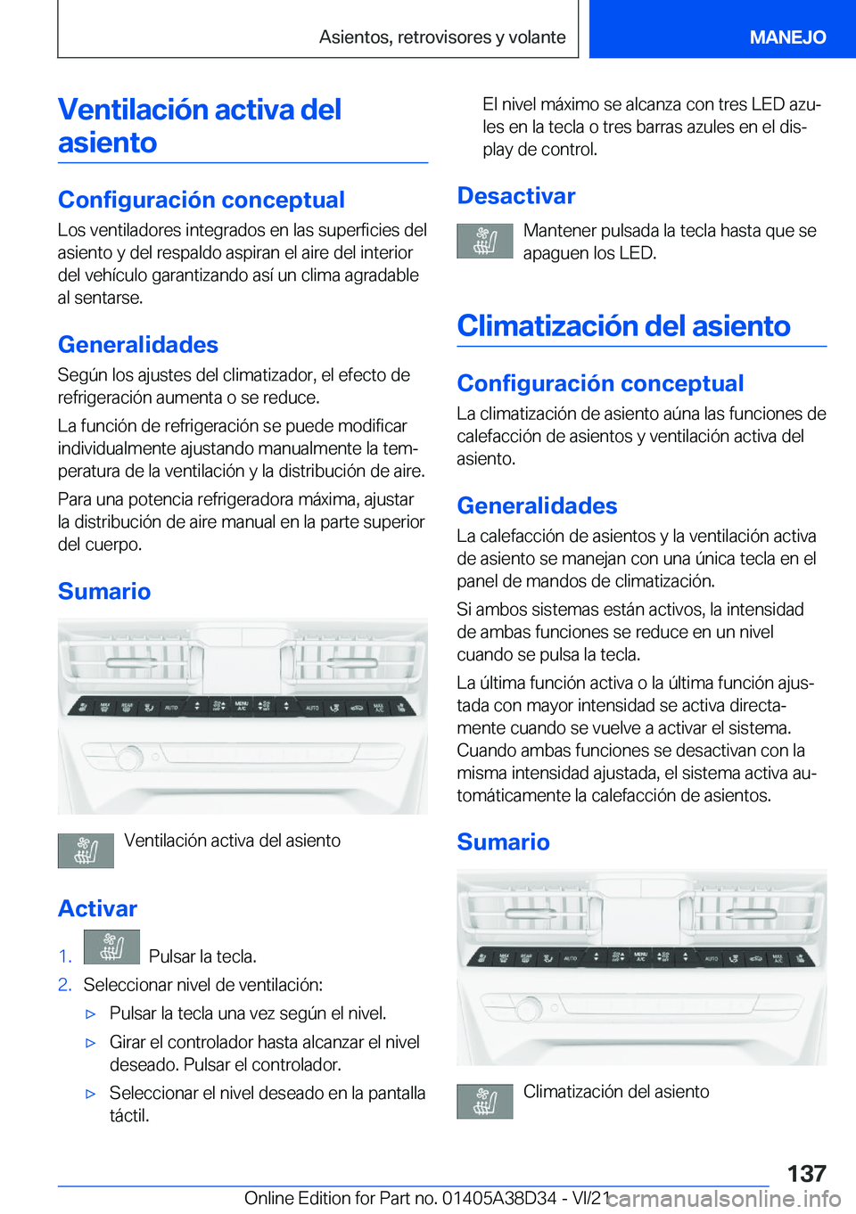 BMW 8 SERIES 2022  Manuales de Empleo (in Spanish) �V�e�n�t�i�l�a�c�i�