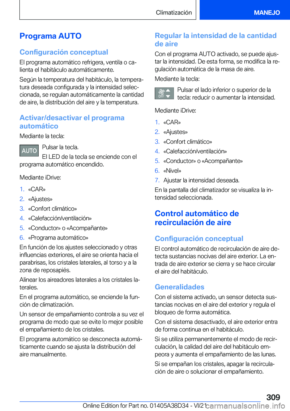BMW 8 SERIES 2022  Manuales de Empleo (in Spanish) �P�r�o�g�r�a�m�a��A�U�T�O
�C�o�n�f�i�g�u�r�a�c�i�