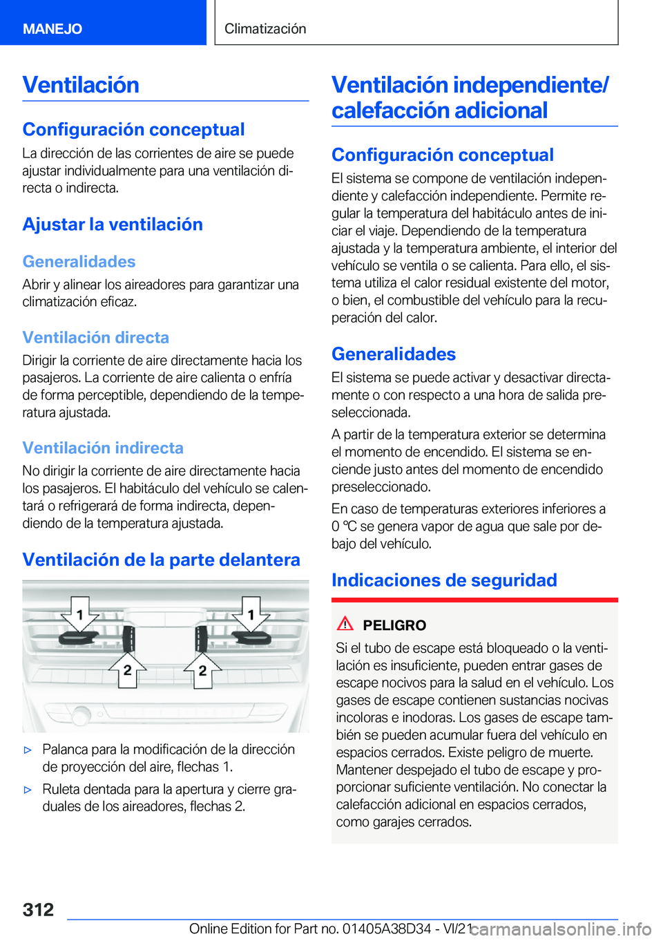 BMW 8 SERIES 2022  Manuales de Empleo (in Spanish) �V�e�n�t�i�l�a�c�i�