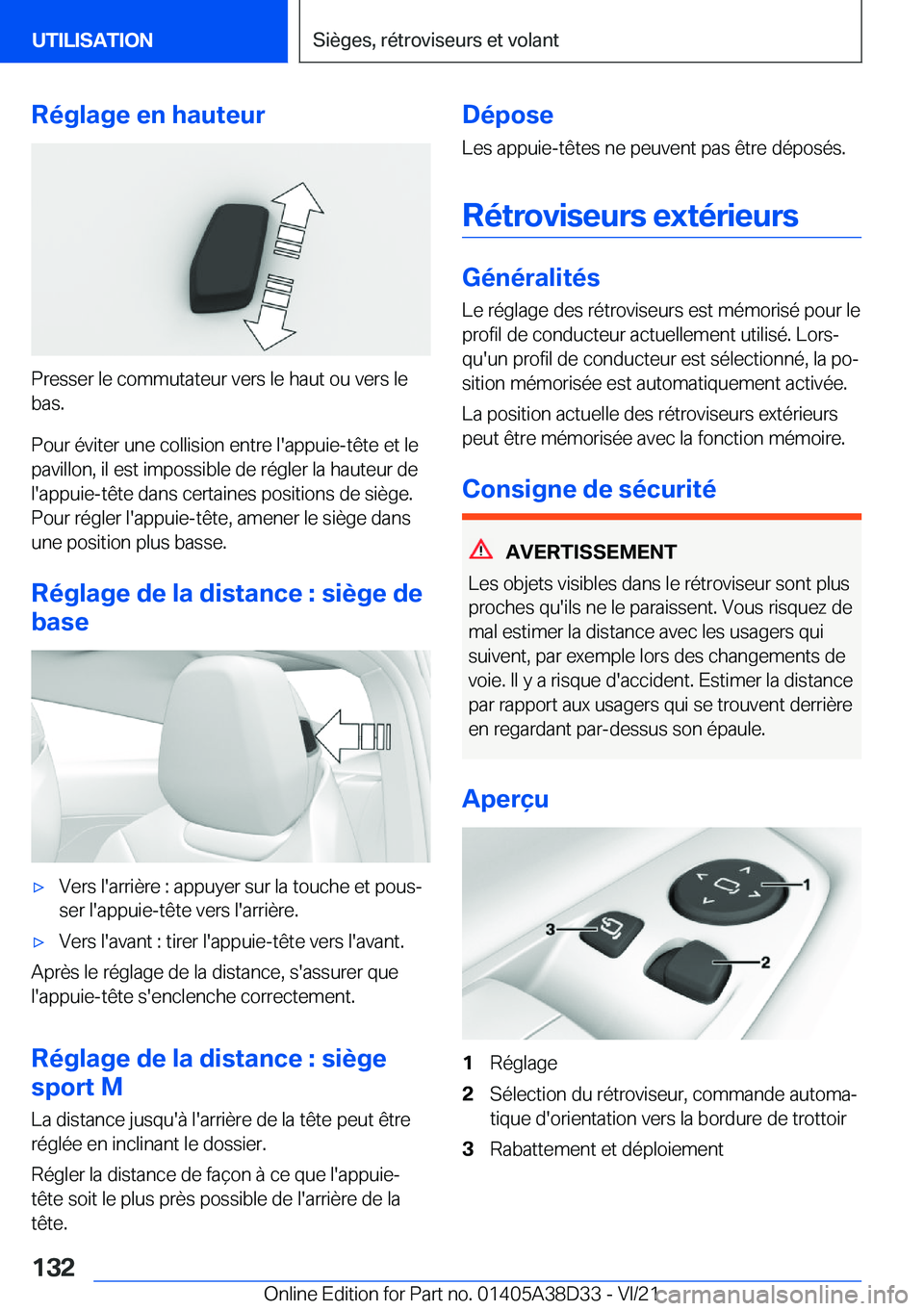 BMW 8 SERIES 2022  Notices Demploi (in French) �R�é�g�l�a�g�e��e�n��h�a�u�t�e�u�r
�P�r�e�s�s�e�r��l�e��c�o�m�m�u�t�a�t�e�u�r��v�e�r�s��l�e��h�a�u�t��o�u��v�e�r�s��l�e
�b�a�s�.
�P�o�u�r��é�v�i�t�e�r��u�n�e��c�o�l�l�i�s�i�o�n��e�n�t�
