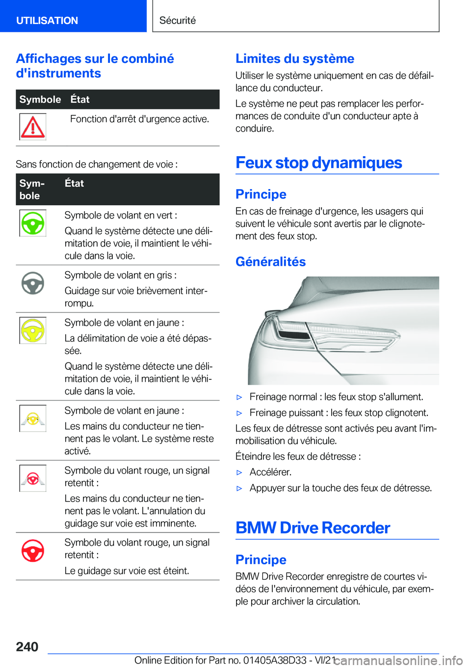 BMW 8 SERIES 2022  Notices Demploi (in French) �A�f�f�i�c�h�a�g�e�s��s�u�r��l�e��c�o�m�b�i�n�é
�d�'�i�n�s�t�r�u�m�e�n�t�s�S�y�m�b�o�l�e�