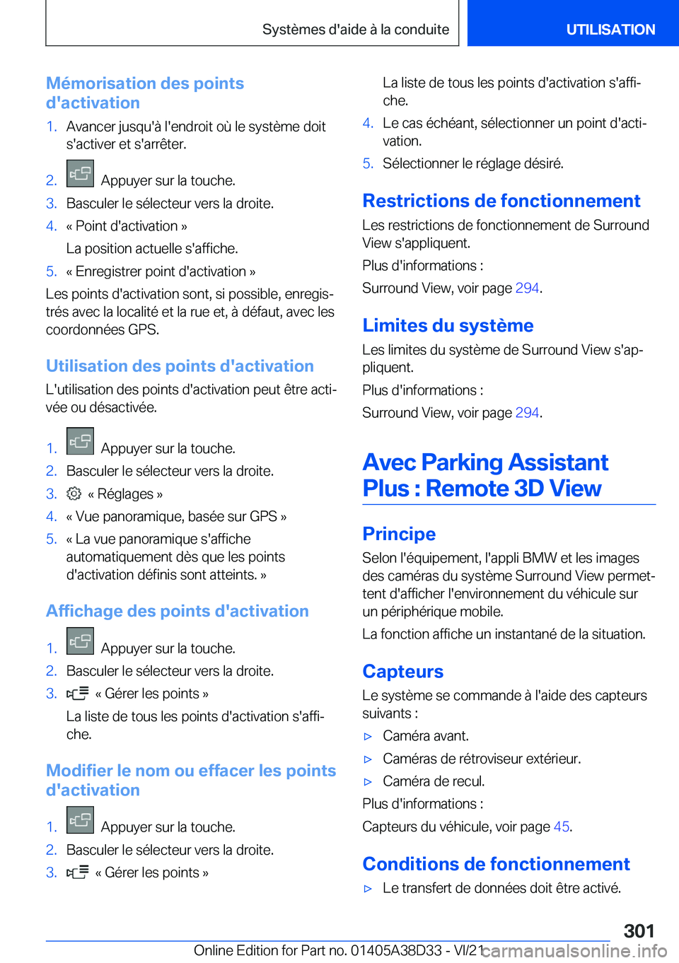 BMW 8 SERIES 2022  Notices Demploi (in French) �M�é�m�o�r�i�s�a�t�i�o�n��d�e�s��p�o�i�n�t�s
�d�'�a�c�t�i�v�a�t�i�o�n�1�.�A�v�a�n�c�e�r��j�u�s�q�u�'�