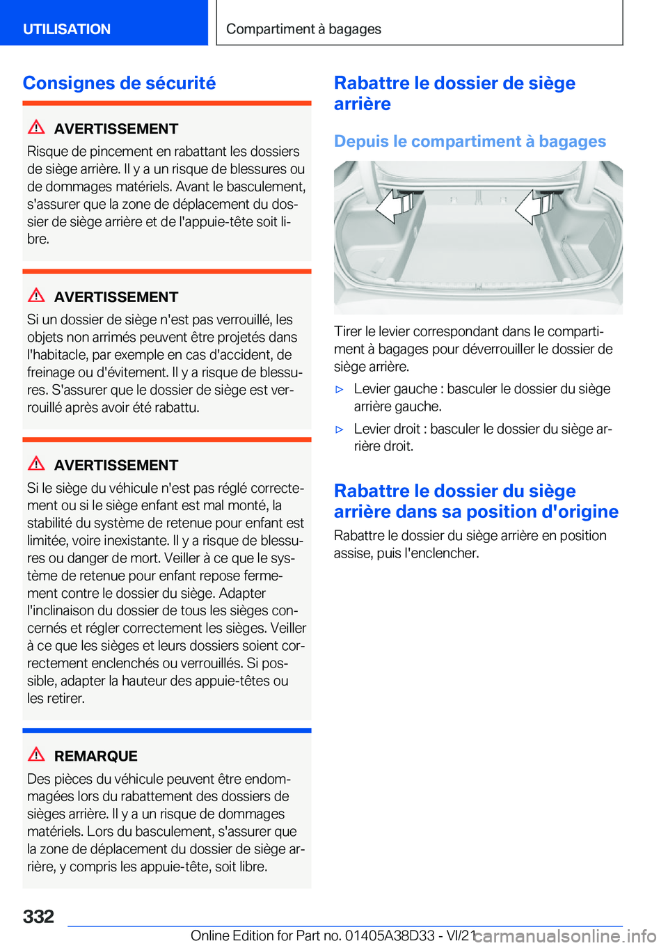 BMW 8 SERIES 2022  Notices Demploi (in French) �C�o�n�s�i�g�n�e�s��d�e��s�é�c�u�r�i�t�é
�A�V�E�R�T�I�S�S�E�M�E�N�T
�R�i�s�q�u�e��d�e��p�i�n�c�e�m�e�n�t��e�n��r�a�b�a�t�t�a�n�t��l�e�s��d�o�s�s�i�e�r�s
�d�e��s�i�è�g�e��a�r�r�i�è�r�e�.�