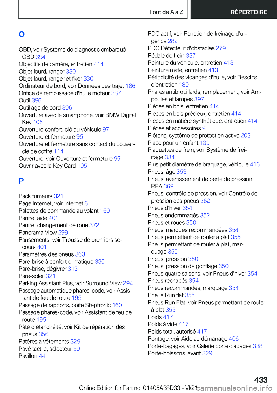 BMW 8 SERIES 2022  Notices Demploi (in French) �O
�O�B�D�,��v�o�i�r��S�y�s�t�è�m�e��d�e��d�i�a�g�n�o�s�t�i�c��e�m�b�a�r�q�u�é �O�B�D� �3�9�4�
�O�b�j�e�c�t�i�f�s��d�e��c�a�m�é�r�a�,��e�n�t�r�e�t�i�e�n� �4�1�4�
�O�b�j�e�t��l�o�u�r�d�