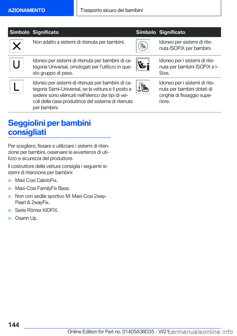 BMW 8 SERIES 2022  Libretti Di Uso E manutenzione (in Italian) �S�i�m�b�o�l�o�S�i�g�n�i�f�i�c�a�t�o�S�i�m�b�o�l�o�S�i�g�n�i�f�i�c�a�t�o�N�o�n��a�d�a�t�t�o��a��s�i�s�t�e�m�i��d�i��r�i�t�e�n�u�t�a��p�e�r��b�a�m�b�i�n�i�.�I�d�o�n�e�o��p�e�r��s�i�s�t�e�m�i�