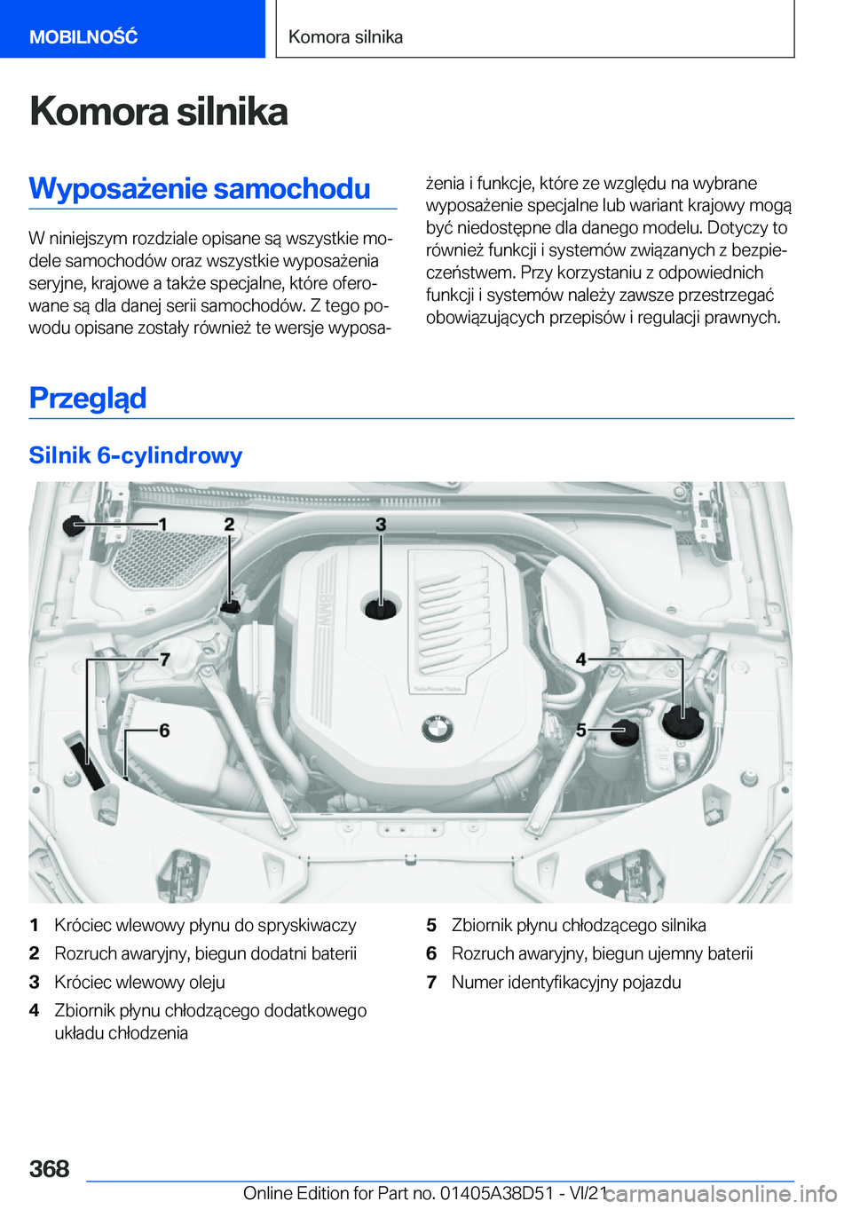 BMW 8 SERIES 2022  Instrukcja obsługi (in Polish) �K�o�m�o�r�a��s�i�l�n�i�k�a�W�y�p�o�s�a9�e�n�i�e��s�a�m�o�c�h�o�d�u
�W��n�i�n�i�e�j�s�z�y�m��r�o�z�d�z�i�a�l�e��o�p�i�s�a�n�e��s�