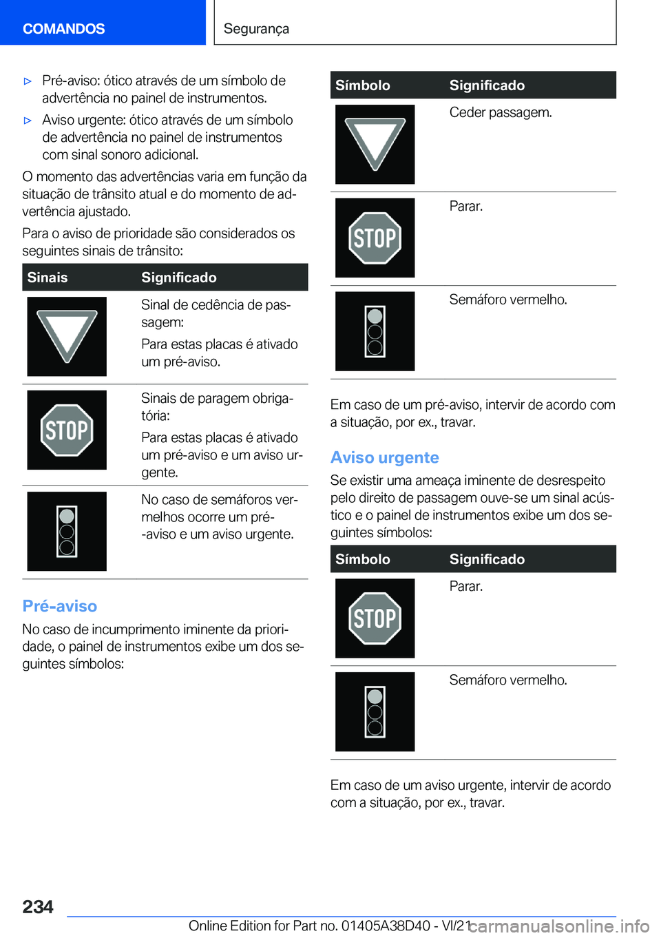 BMW 8 SERIES 2022  Manual do condutor (in Portuguese) x�P�r�é�-�a�v�i�s�o�:��ó�t�i�c�o��a�t�r�a�v�é�s��d�e��u�m��s�