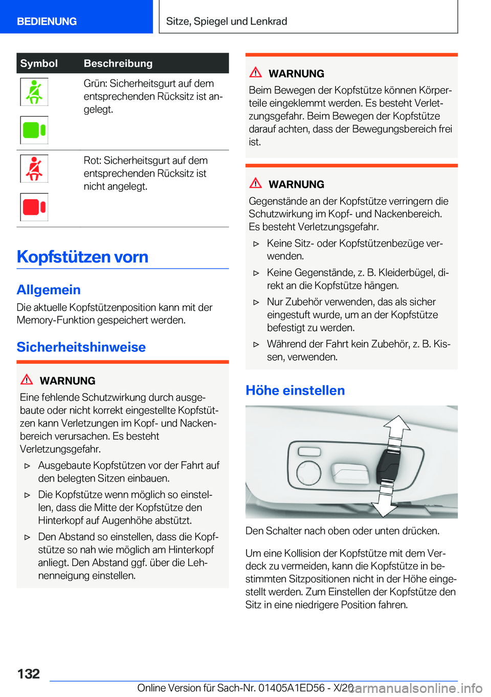 BMW 8 SERIES CONVERTIBLE 2021  Betriebsanleitungen (in German) �S�y�m�b�o�l�B�e�s�c�h�r�e�i�b�u�n�g�G�r�