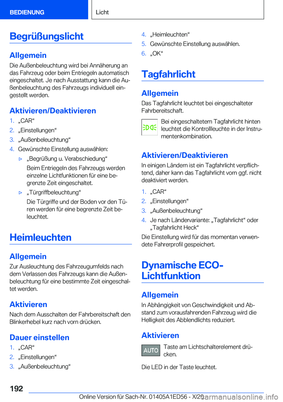 BMW 8 SERIES CONVERTIBLE 2021  Betriebsanleitungen (in German) �B�e�g�r�