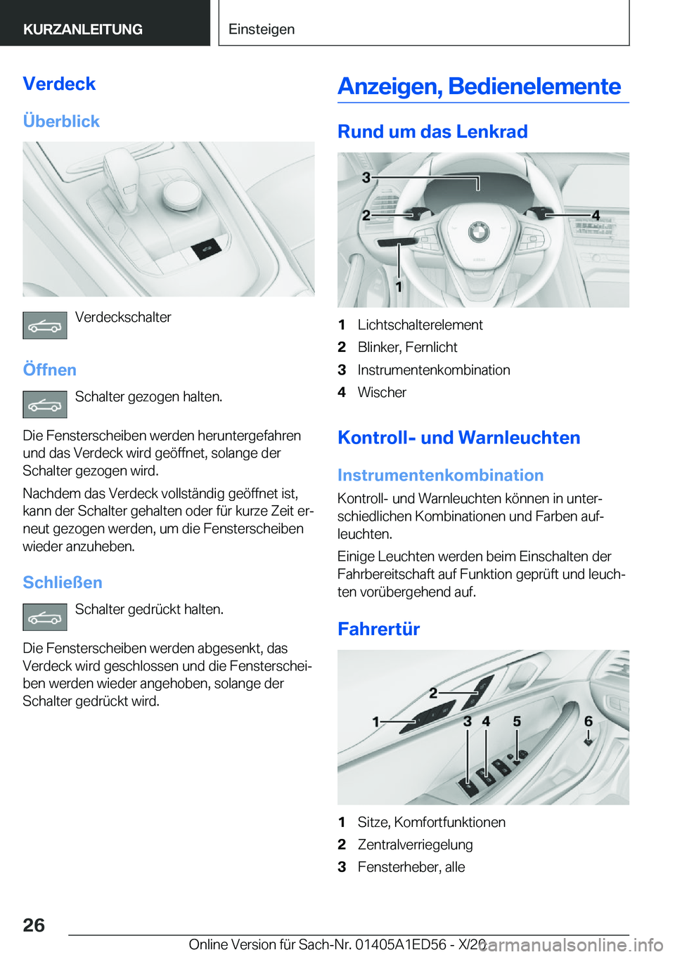 BMW 8 SERIES CONVERTIBLE 2021  Betriebsanleitungen (in German) �V�e�r�d�e�c�k
�