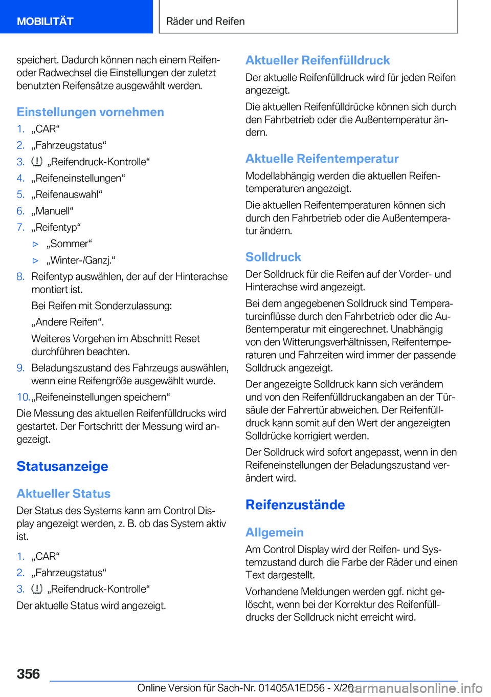 BMW 8 SERIES CONVERTIBLE 2021  Betriebsanleitungen (in German) �s�p�e�i�c�h�e�r�t�.��D�a�d�u�r�c�h��k�