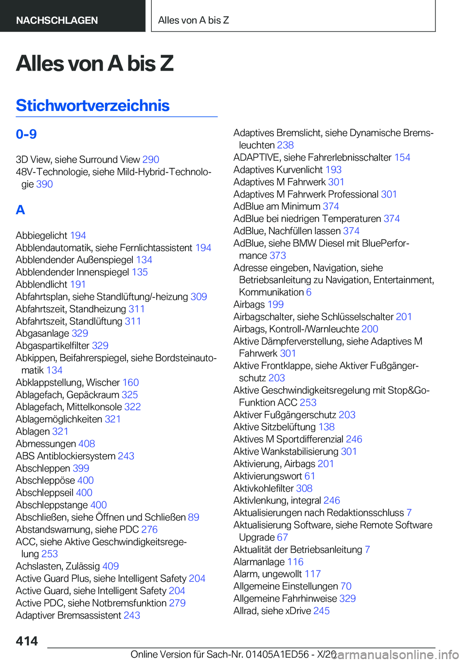 BMW 8 SERIES CONVERTIBLE 2021  Betriebsanleitungen (in German) �A�l�l�e�s��v�o�n��A��b�i�s��Z
�S�t�i�c�h�w�o�r�t�v�e�r�z�e�i�c�h�n�i�s�0�-�9 �3�D��V�i�e�w�,��s�i�e�h�e��S�u�r�r�o�u�n�d��V�i�e�w� �2�9�0�
�4�8�V�-�T�e�c�h�n�o�l�o�g�i�e�,��s�i�e�h�e��M�i