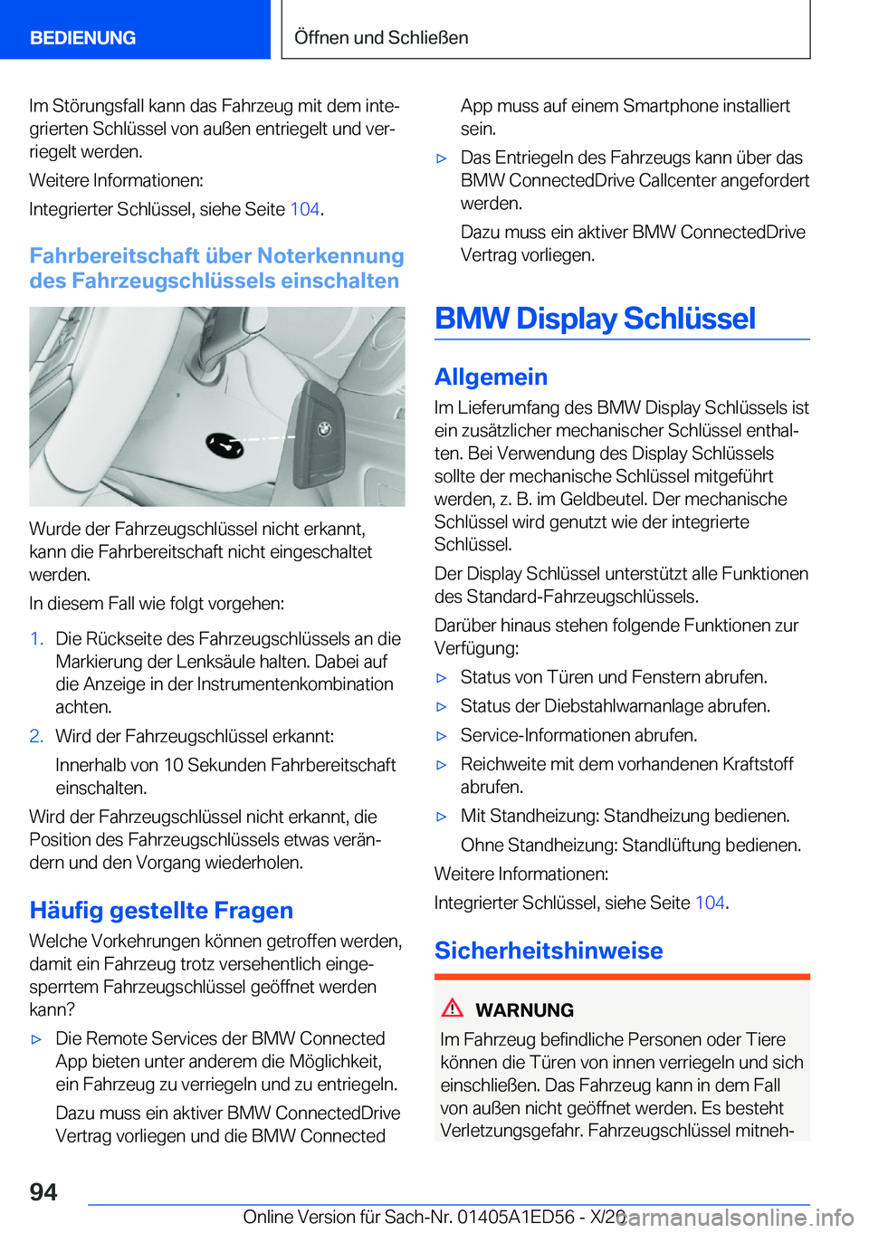 BMW 8 SERIES CONVERTIBLE 2021  Betriebsanleitungen (in German) �I�m��S�t�