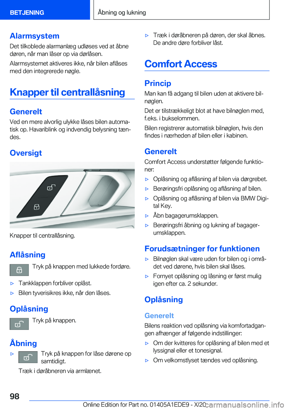BMW 8 SERIES CONVERTIBLE 2021  InstruktionsbØger (in Danish) �A�l�a�r�m�s�y�s�t�e�m
�D�e�t��t�i�l�k�o�b�l�e�d�e��a�l�a�r�m�a�n�l�æ�g��u�d�l�