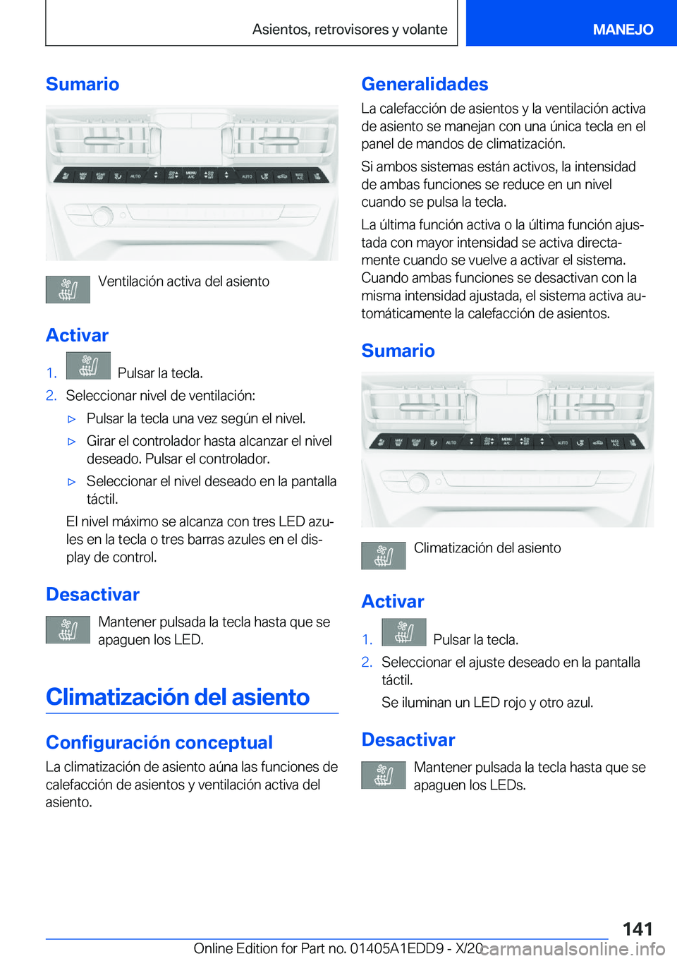 BMW 8 SERIES CONVERTIBLE 2021  Manuales de Empleo (in Spanish) �S�u�m�a�r�i�o
�V�e�n�t�i�l�a�c�i�