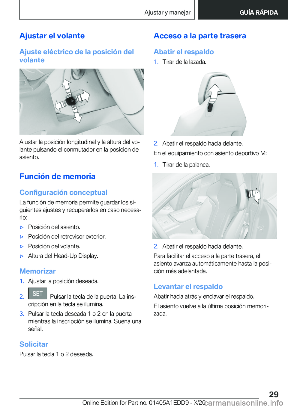 BMW 8 SERIES CONVERTIBLE 2021  Manuales de Empleo (in Spanish) �A�j�u�s�t�a�r��e�l��v�o�l�a�n�t�e
�A�j�u�s�t�e��e�l�