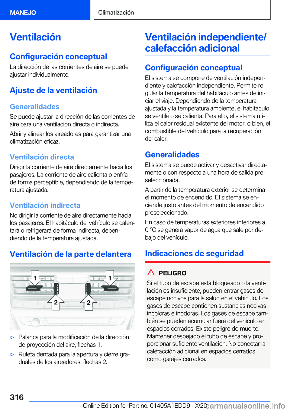 BMW 8 SERIES CONVERTIBLE 2021  Manuales de Empleo (in Spanish) �V�e�n�t�i�l�a�c�i�