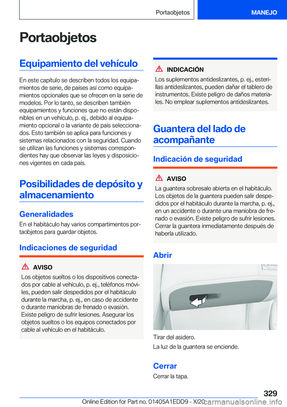 BMW 8 SERIES CONVERTIBLE 2021  Manuales de Empleo (in Spanish) �P�o�r�t�a�o�b�j�e�t�o�s�E�q�u�i�p�a�m�i�e�n�t�o��d�e�l��v�e�h�