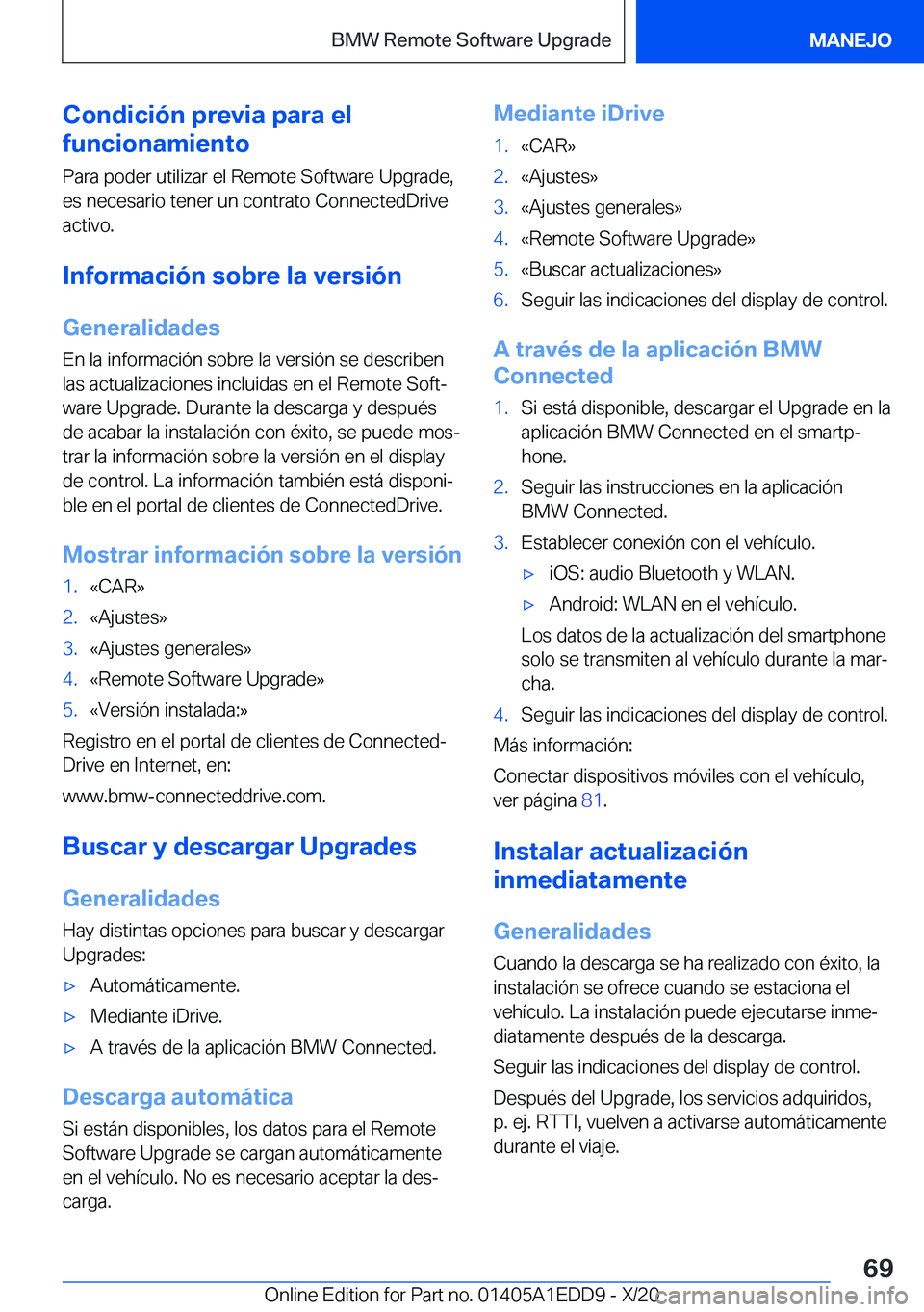 BMW 8 SERIES CONVERTIBLE 2021  Manuales de Empleo (in Spanish) �C�o�n�d�i�c�i�